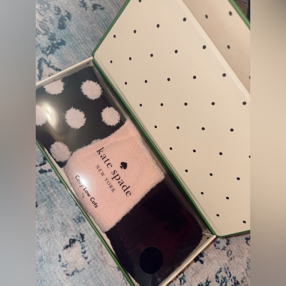 kate spade Pink & Black Polka Dot Low Cut Cozy Socks
